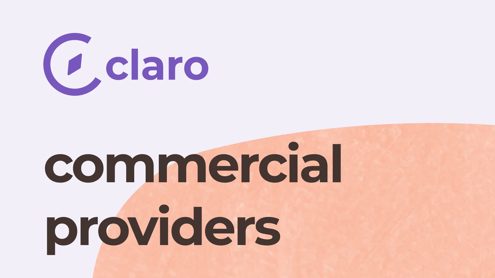 The claro logo above the words commercial providers, over a textured peach blob
