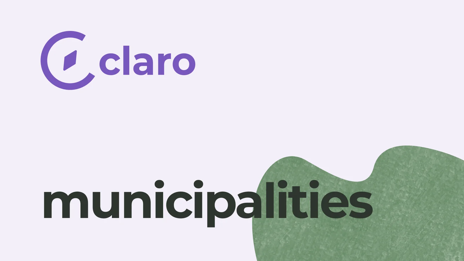 The claro logo above the word municipalities, over a textured green blob