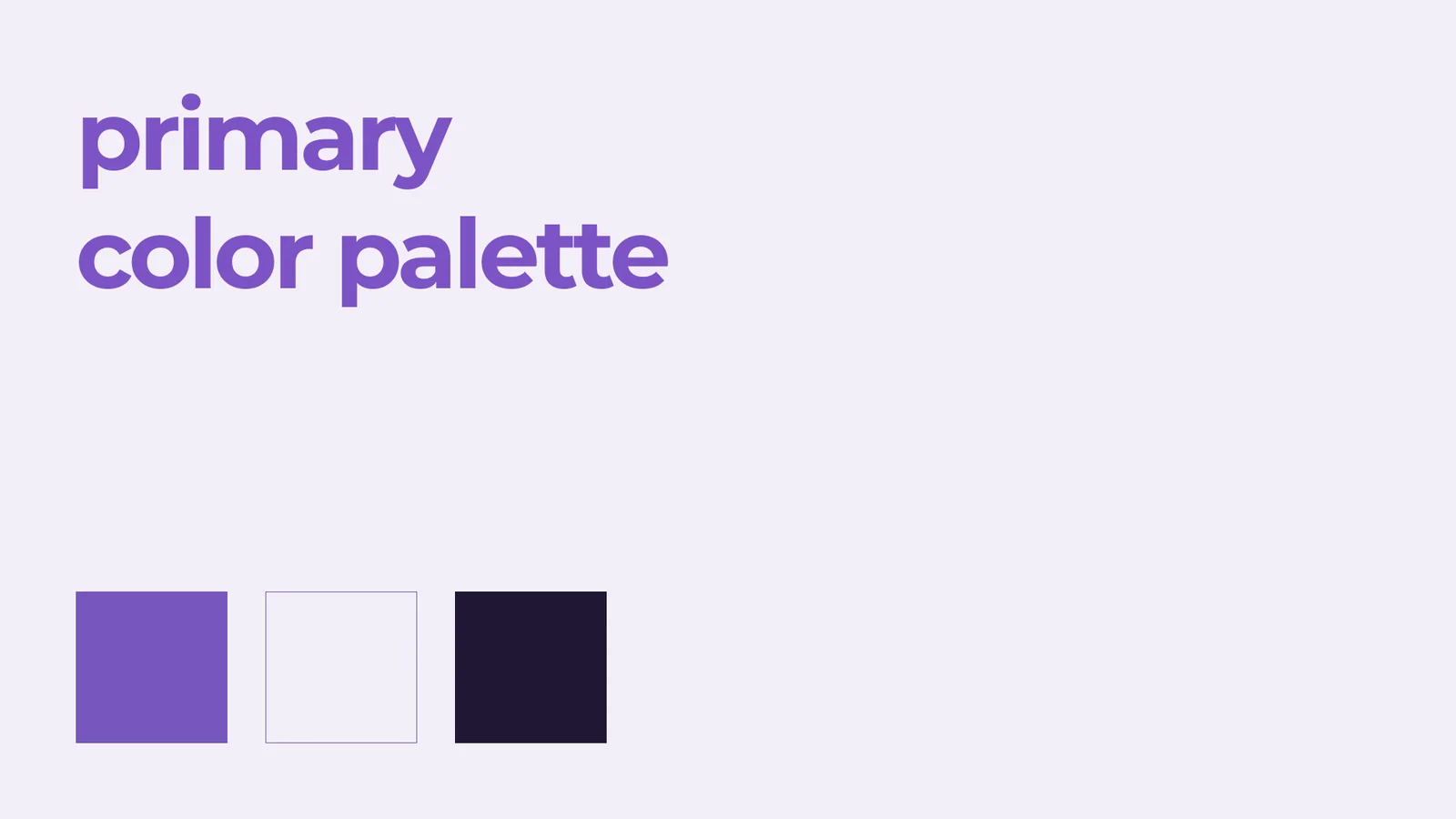 The primary palette: purple, lavender and near-black
