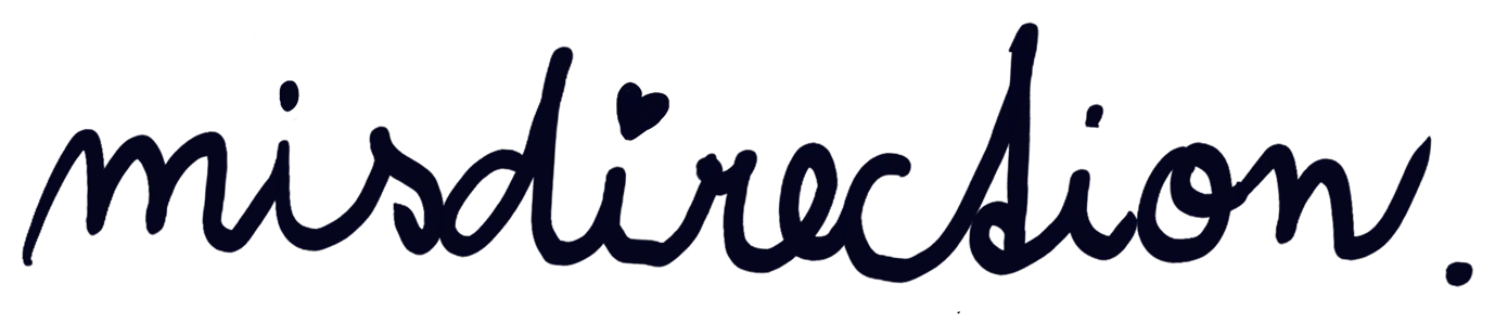 The word misdirection, handwritten