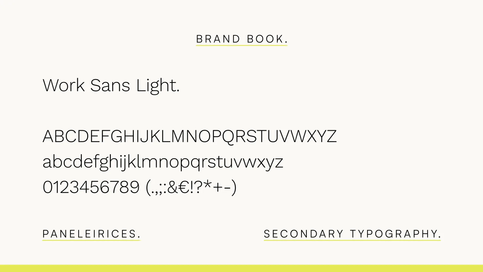Brand book: secondary typography, Work Sans Light