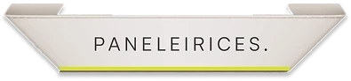 A folded woven label, trapezoid, with the name in capitals