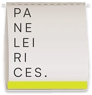 A small folded label with the name stacked in capitals