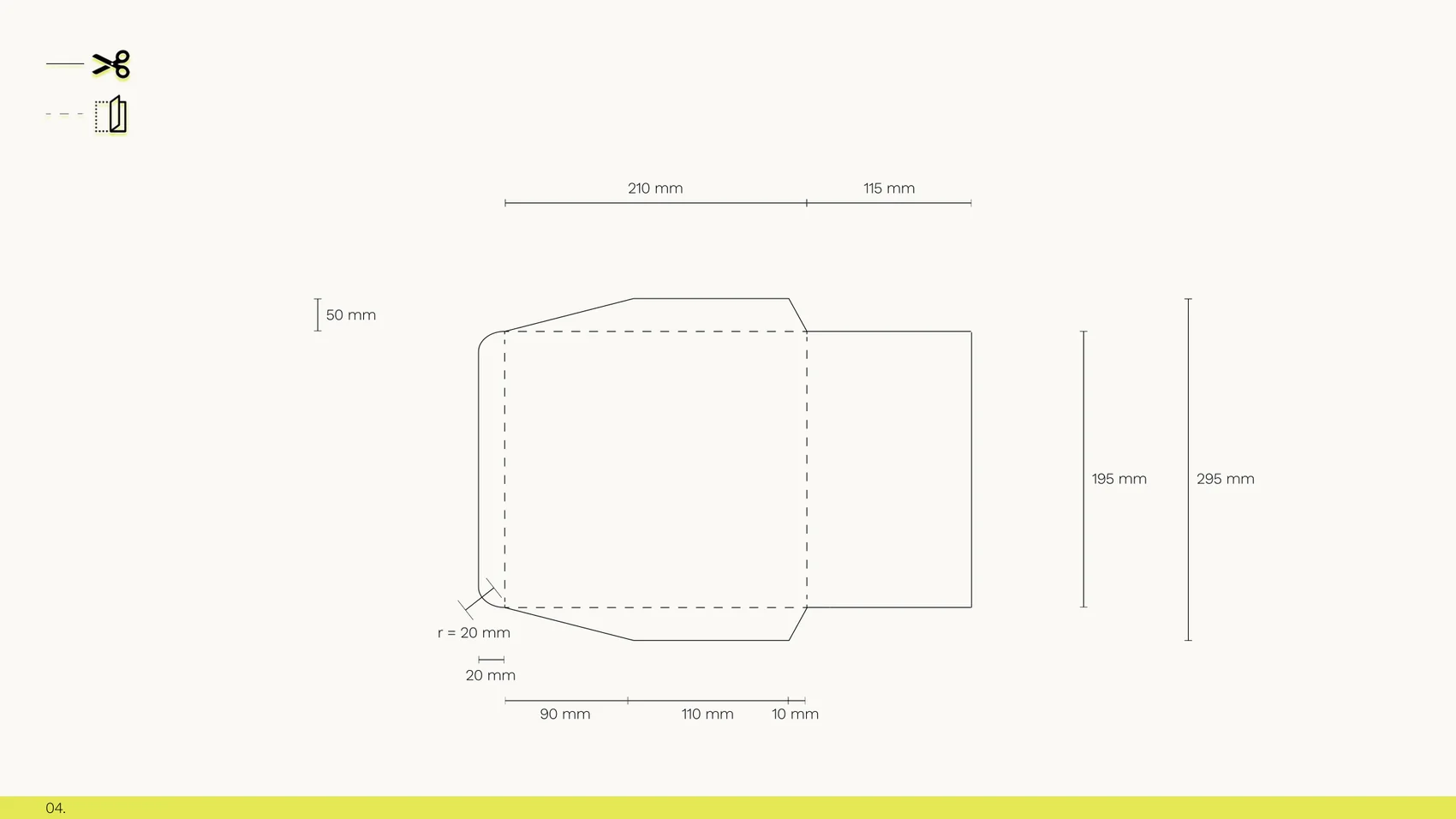 Dieline for the plastic lid: 295 by 210 millimeters