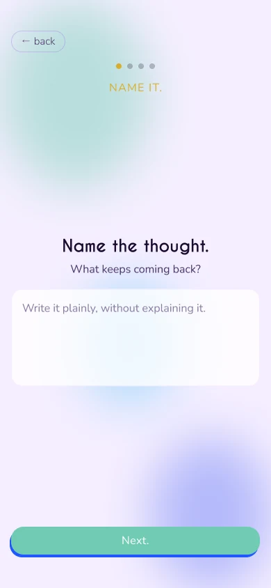 Rumination flow: “Name the thought.”