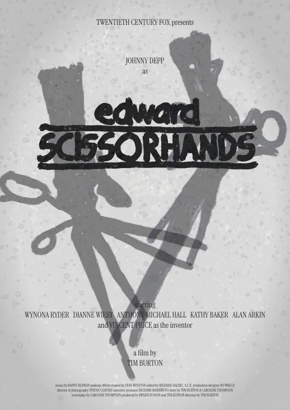 The background turns to frosted gray, with big shadows of scissors cast behind the title