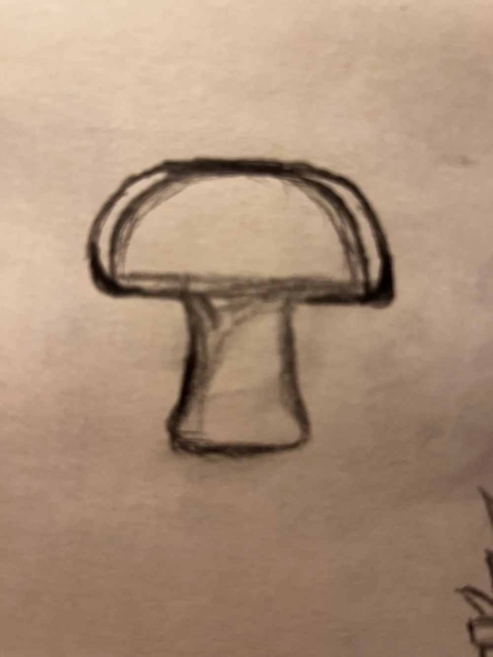 Pencil sketch of a mushroom-shaped object